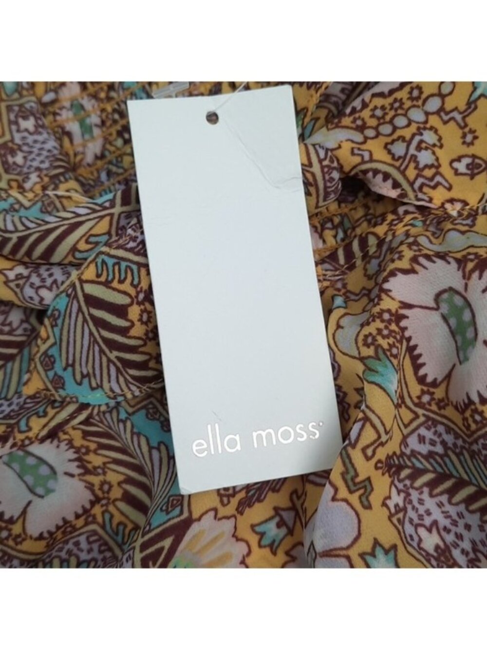 Ella Moss NWT Yellow Brown Blue Floral Print Adjustable Spaghetti Strap Top S - Picture 7 of 11